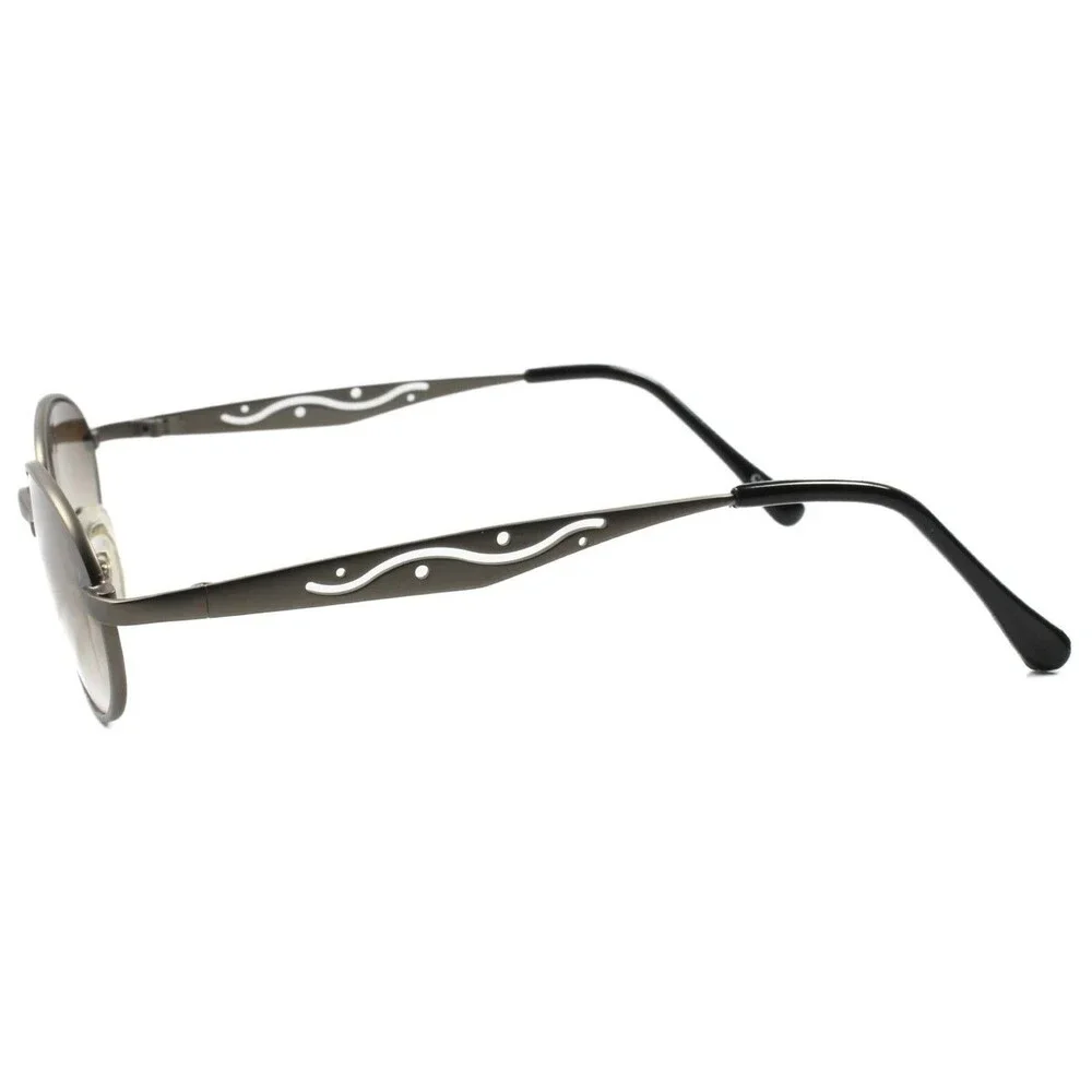 Genuine Vintage 80s Mens Womens Indie Hip Style Round Oval Gunmetal Sunglasses